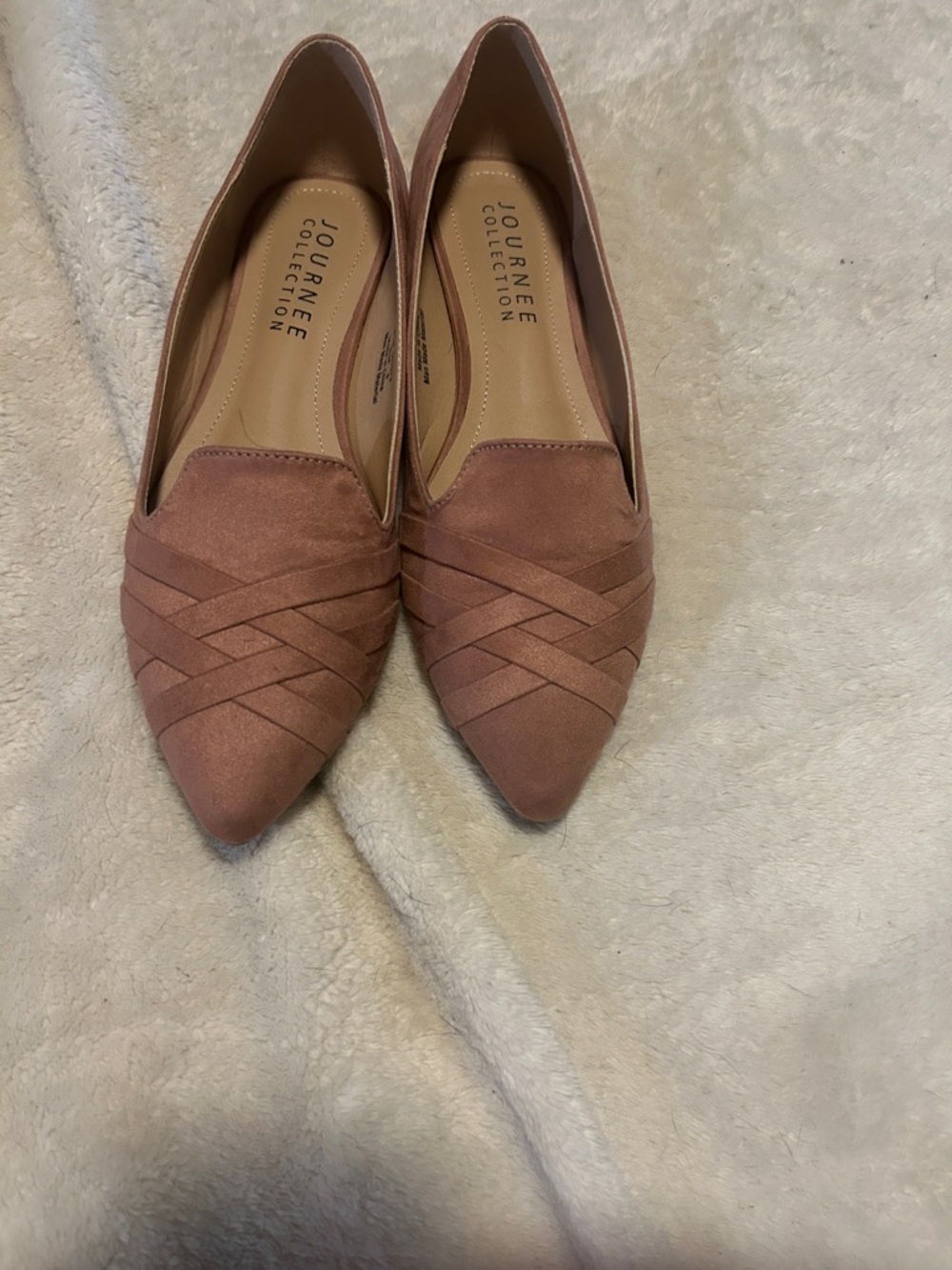 Journee Collection Mauve Pink Pointed-Toe Slip-On Flats